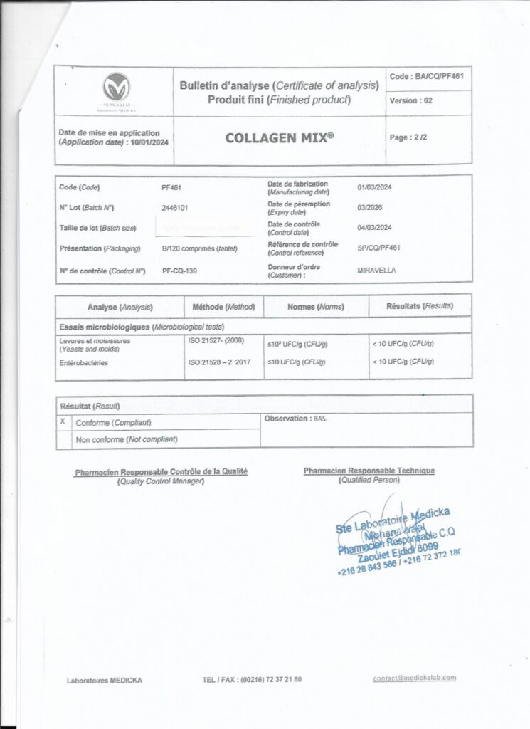 Miravella - Bulletin d'analyse - Collagen Mix 2/2