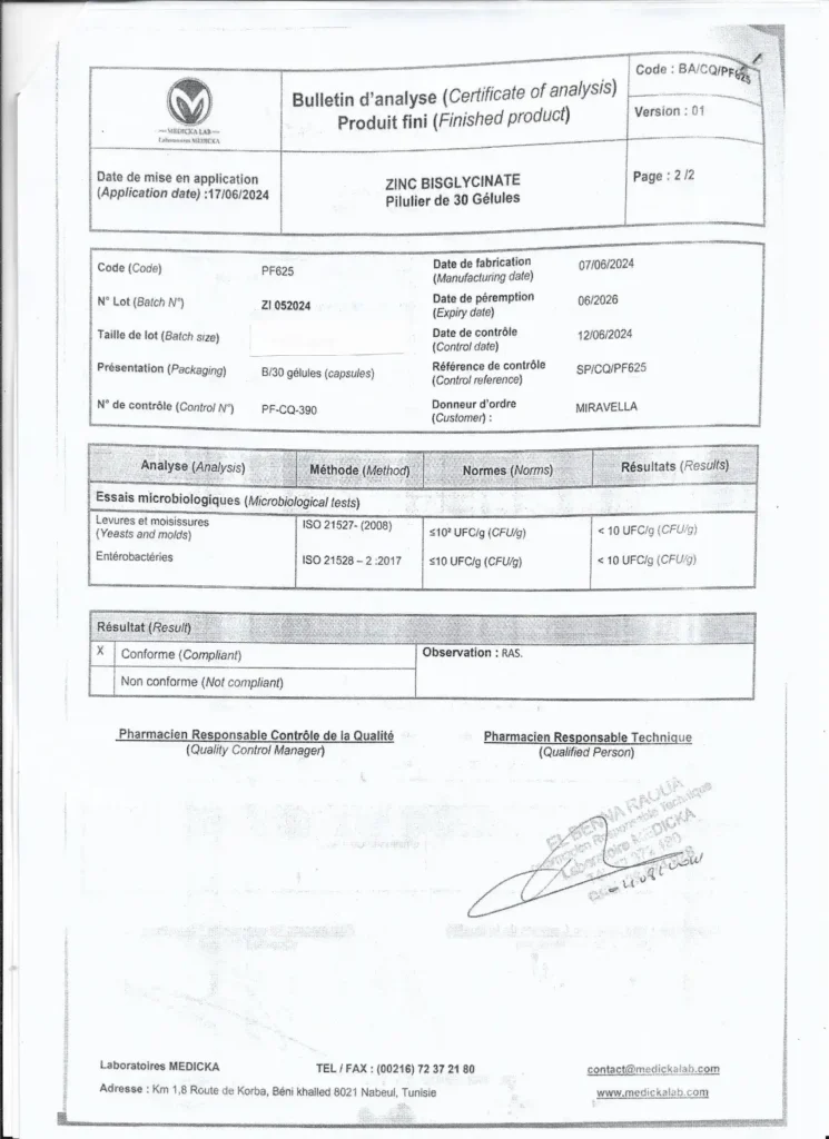 Zinc supplement tunisie